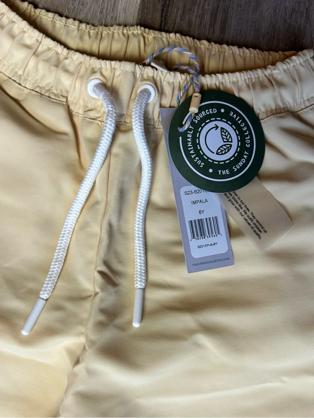 Kid’s Drawstring Swim Shorts in Pale Yellow